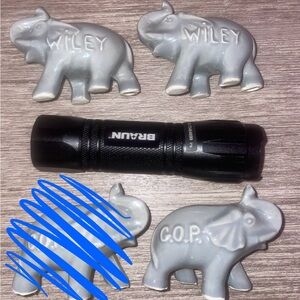 Miniature Ceramic Elephant Election Figurines - Wiley Blount Rutledge GOP (x3)